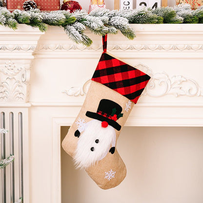 LovelyRLovely Christmas Red And Black Plaid Embroidere Christmas Stockings Snowman Christmas Red And Black Plaid Embroidered Stockings