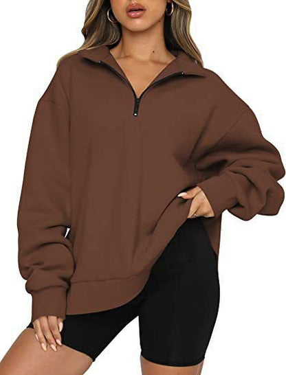 LovelyRLovely Coffee / 3XL LovelyRLovely Women Zip Turndown Jumper