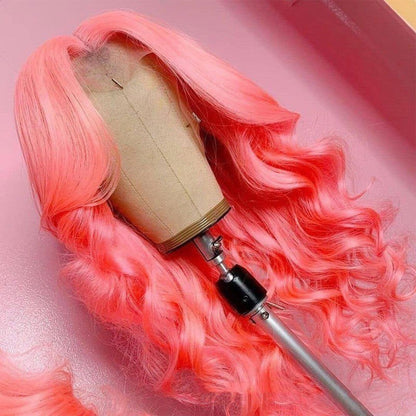 LovelyRLovely Cosplay Real Human Hair Wig 4x4 Headgear / 10 Inch 150 Density LovelyRLovely Pink Real Human Hair Wig