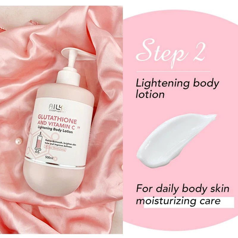 LovelyRLovely cream set Body Lotion 500ML / france LovelyRLovely AILKE Glutathione Whitening Skin Care Set