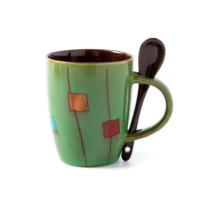 LovelyRLovely Creative Coffee Cup Milk Cup Mug With Li Green square LovelyRLovely Creative Coffee Mug With Lid +Spoon