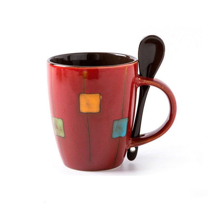 LovelyRLovely Creative Coffee Cup Milk Cup Mug With Li Red square LovelyRLovely Creative Coffee Mug With Lid +Spoon