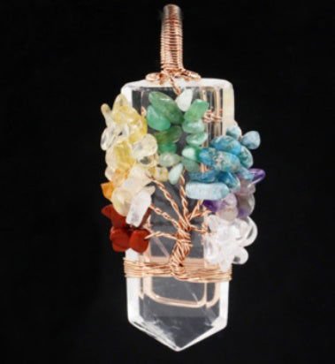 LovelyRLovely Crystal Column Tree Of Life Winding Pend Clear LovelyRLovely Crystal Column Tree Of Life Winding Pendant Necklace