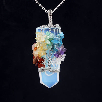 LovelyRLovely Crystal Column Tree Of Life Winding Pend Opal LovelyRLovely Crystal Column Tree Of Life Winding Pendant Necklace