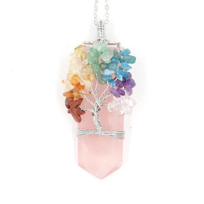 LovelyRLovely Crystal Column Tree Of Life Winding Pend Pink Crystal LovelyRLovely Crystal Column Tree Of Life Winding Pendant Necklace