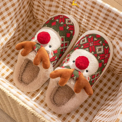 LovelyRLovely Cute Christmas Elk Plush Slippers Cute Christmas Elk Plush Slippers