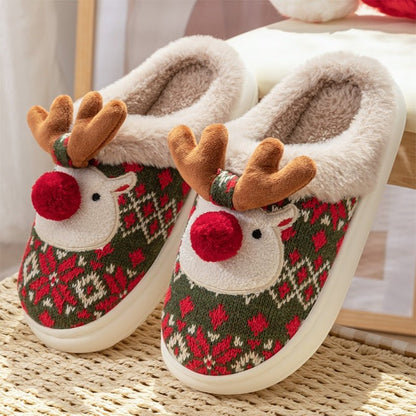 LovelyRLovely Cute Christmas Elk Plush Slippers Cute Christmas Elk Plush Slippers