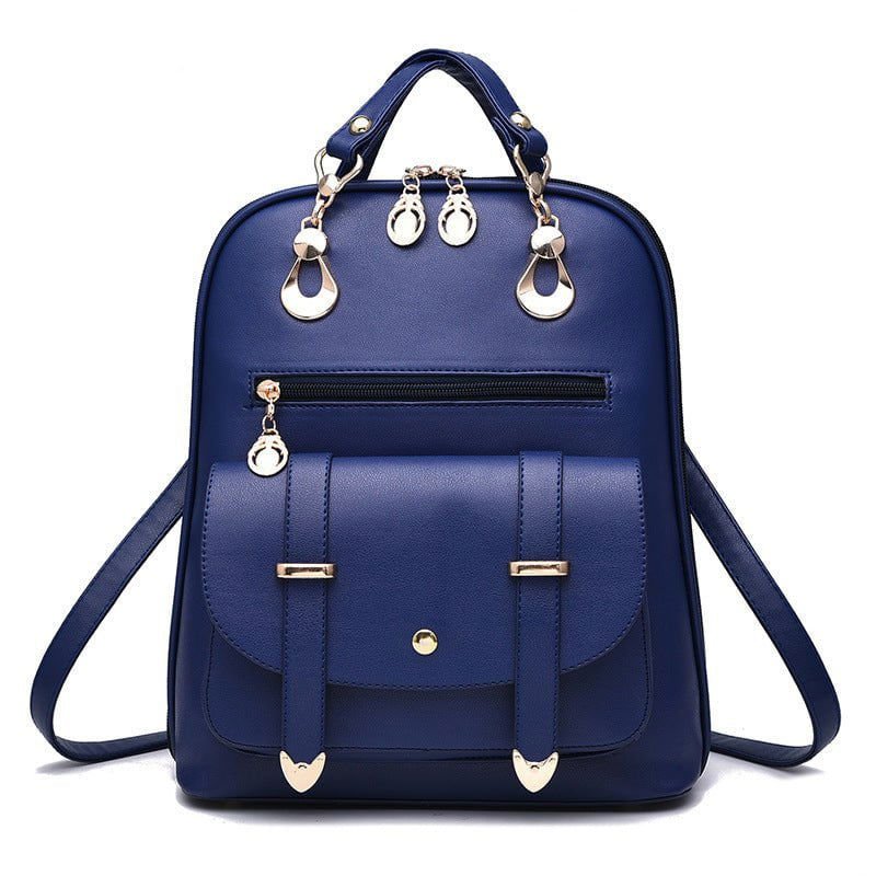 LovelyRLovely Dark Blue LovelyRLovely Female PU Leather Dual-Use Backpack