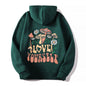 LovelyRLovely Dark Green / L Plus Size Loose Mushroom Slogan Hoodie