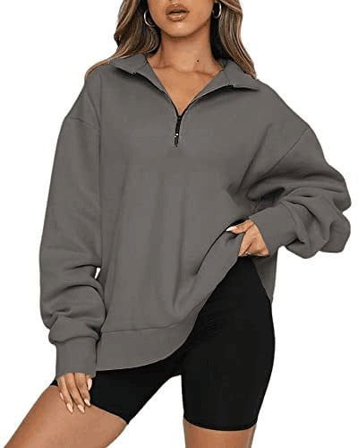 LovelyRLovely Dark grey / 3XL LovelyRLovely Women Zip Turndown Jumper