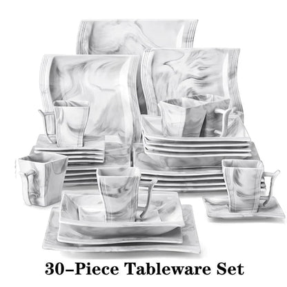 LovelyRLovely dinner set 30PCS / GERMANY 30/60PCS Marble Porcelain Dinnerware Set