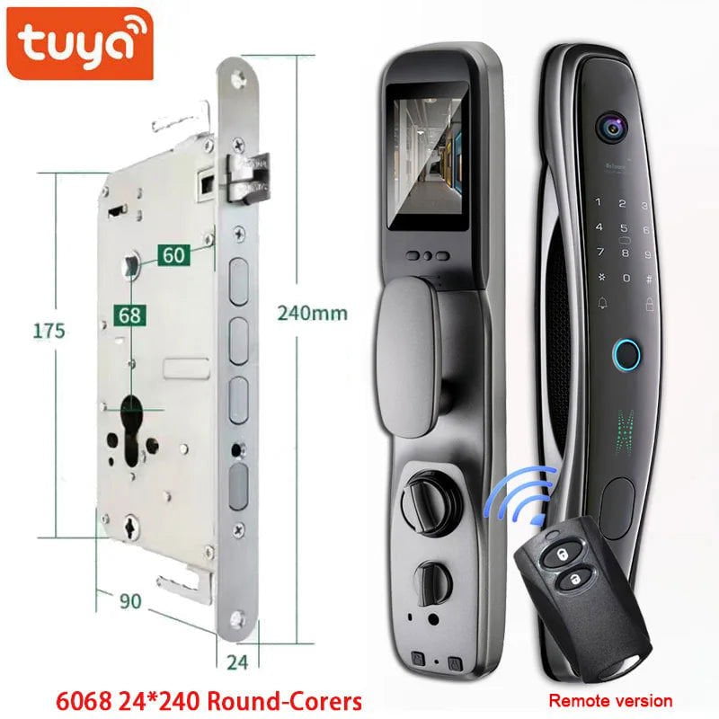 LovelyRLovely Door handle Q8-Gray(24-240-R) / Wifi Remote Version LovelyRLovely Biometric WIFI Camera Electronic Smart Door Lock