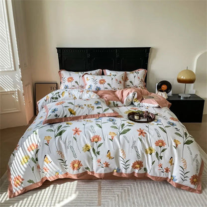 LovelyRLovely duvet set LovelyRLovely Satin Egyptian Cotton 4pcs Duvet Set