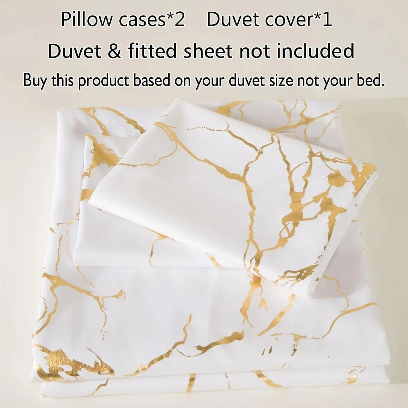 LovelyRLovely duvet set LovelyRLovely White Marble Printed 3pcs Duvet Set with Zipper Closure