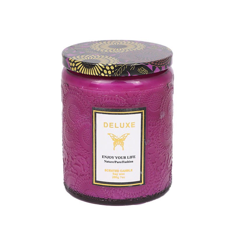 LovelyRLovely Embossed Glass Fragrance Handmade Gift 200g / Grapefruit LovelyRLovely Handmade Aromatherapy Soy Candles