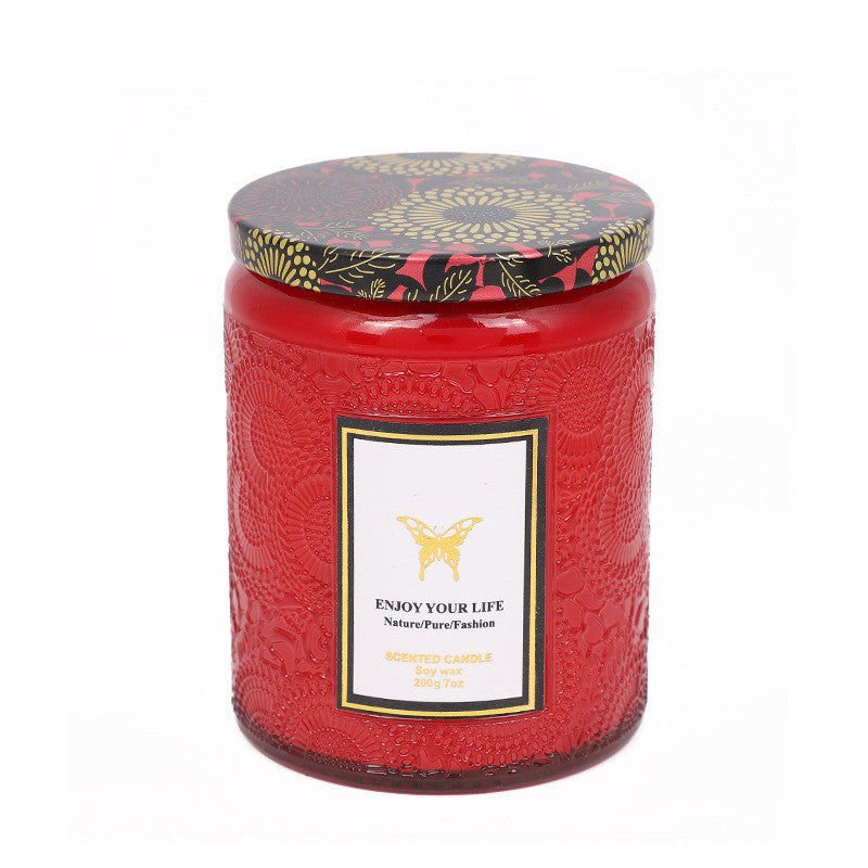 LovelyRLovely Embossed Glass Fragrance Handmade Gift 200g / White Tea LovelyRLovely Handmade Aromatherapy Soy Candles