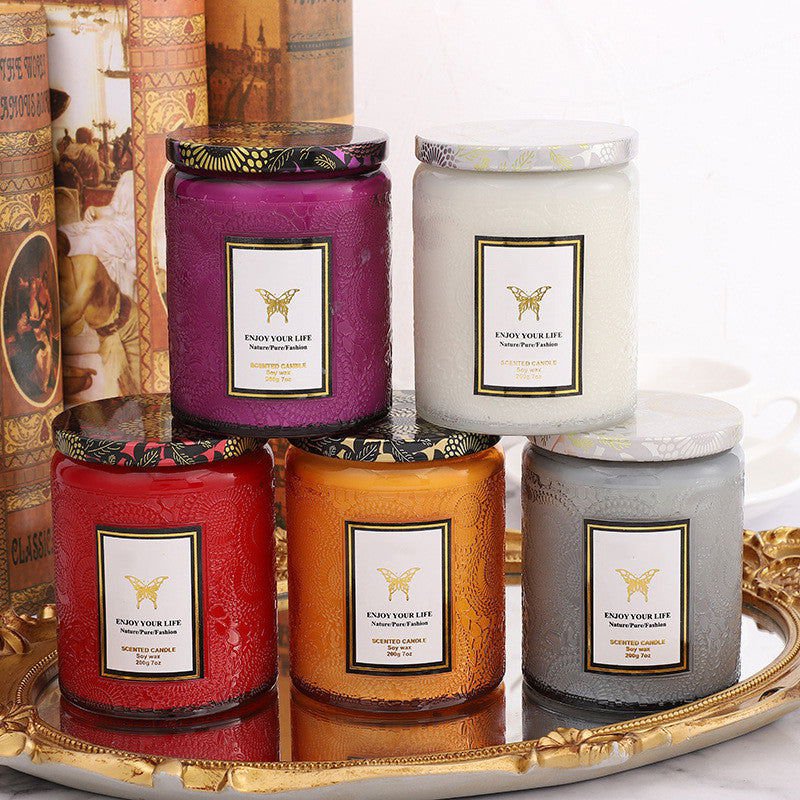 LovelyRLovely Embossed Glass Fragrance Handmade Gift LovelyRLovely Handmade Aromatherapy Soy Candles