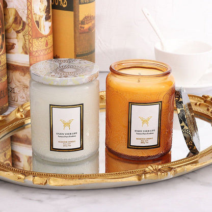 LovelyRLovely Embossed Glass Fragrance Handmade Gift LovelyRLovely Handmade Aromatherapy Soy Candles