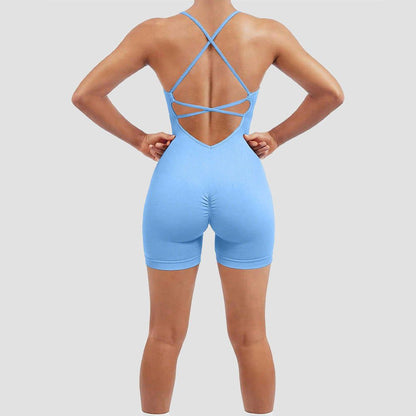 LovelyRLovely European And American Seamless Sexy Peac L / Blue LovelyRLovely Seamless Sexy Hip One-piece Fitness Clothes