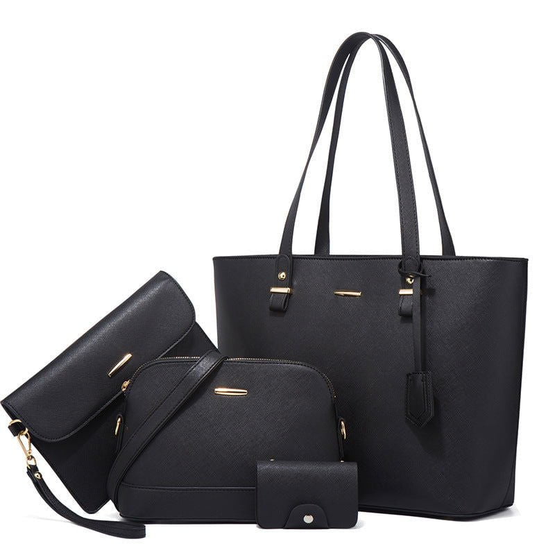 LovelyRLovely ew Large Capacity Fashion Four Piece Sui Black LovelyRLovely New Large Capacity Fashion Four Piece Handbag Set