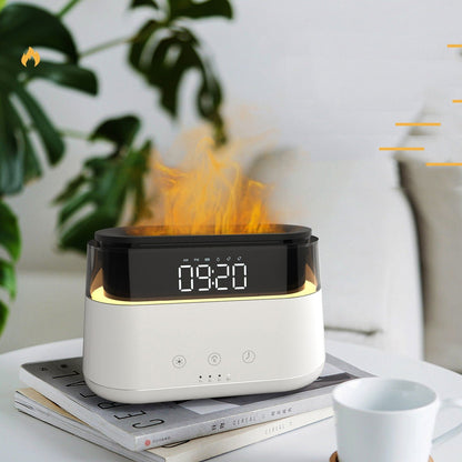 LovelyRLovely Flame Humidifier With Clock Bedroom Of I White / USB LovelyRLovely Intelligent Timed Fragrance Spraying Flame Humidifier With Clock