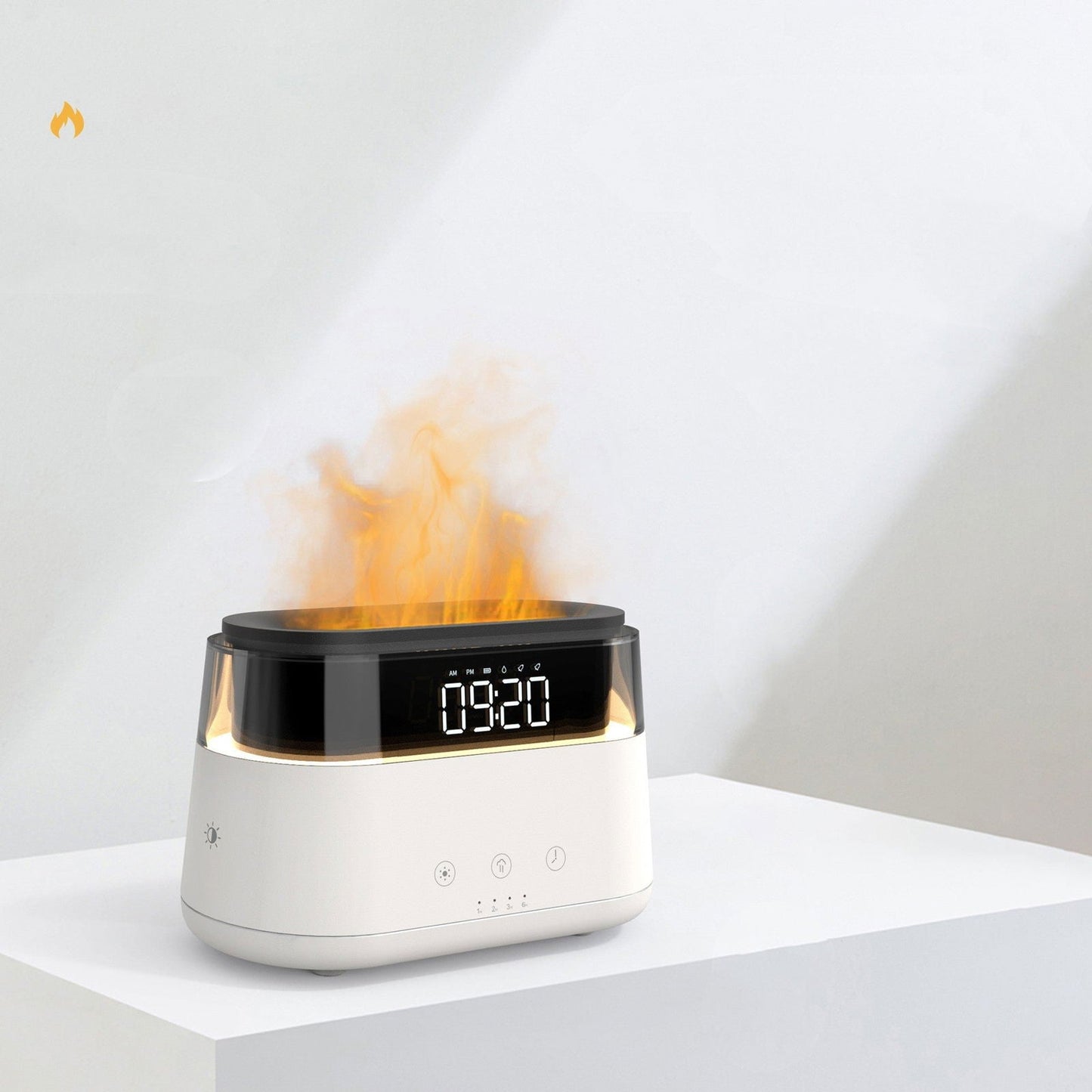 LovelyRLovely Flame Humidifier With Clock Bedroom Of I White / USB LovelyRLovely Intelligent Timed Fragrance Spraying Flame Humidifier With Clock