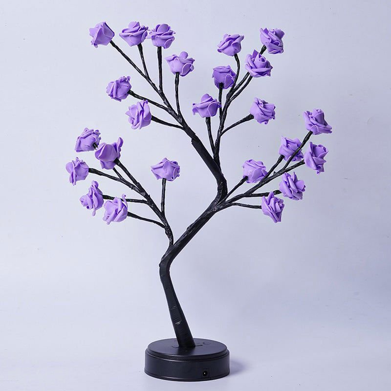 LovelyRLovely Flower Tree Rose Lamps Purple Rose / Usb Plug In LovelyRLovely USB Operated Table Rose Tree Lamp