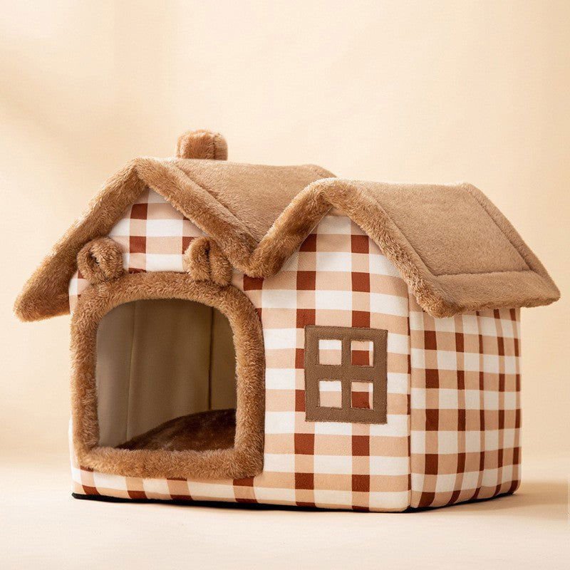 LovelyRLovely Foldable Dog House Pet Cat Bed Double top lattice bear / Large LovelyRLovely Foldable Pet House