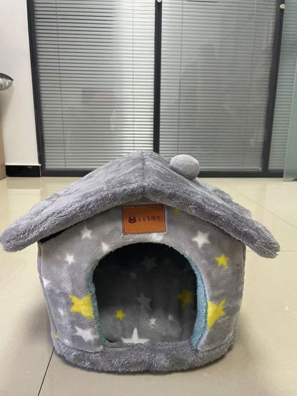 LovelyRLovely Foldable Dog House Pet Cat Bed Grey stars Blue / Large LovelyRLovely Foldable Pet House