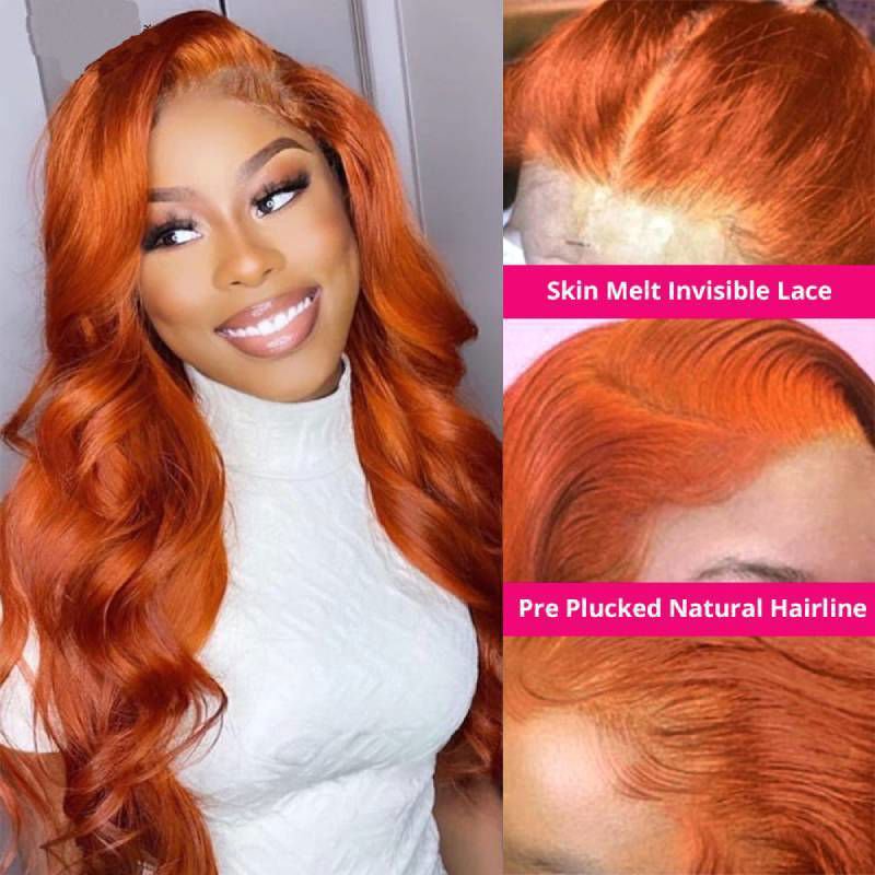 LovelyRLovely Front Lace Wig Human Hair Wig LovelyRLovely Orange Human Hair Lace Wig