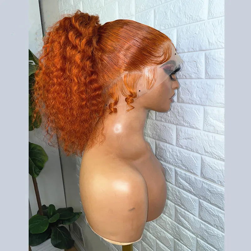 LovelyRLovely ginger orange / 24inches LovelyRLovely 26” Pre-plucked Ginger Orange Glueless  Kinky Curly Lace Front Wig