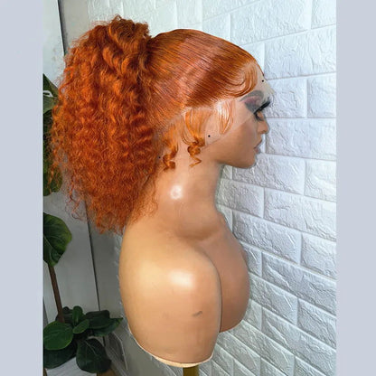 LovelyRLovely ginger orange / 24inches LovelyRLovely 26” Pre-plucked Ginger Orange Glueless  Kinky Curly Lace Front Wig