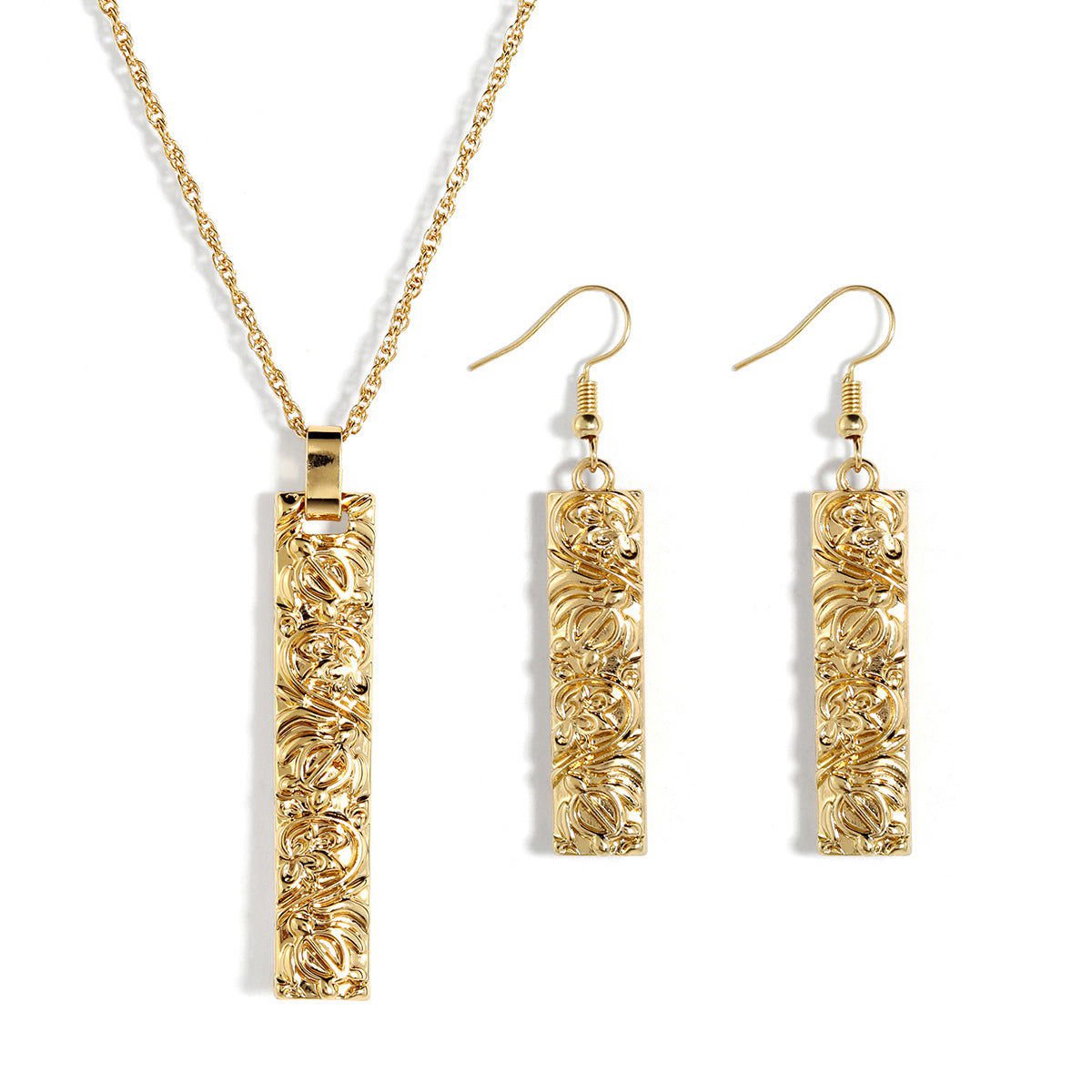 LovelyRLovely Gold LovelyRLovely Bamboo Bar Necklace & Earrings Jewelry Set