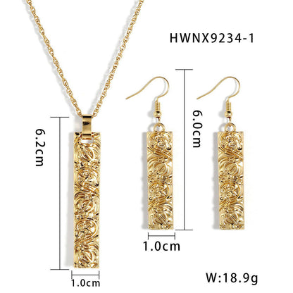 LovelyRLovely Gold LovelyRLovely Bamboo Bar Necklace & Earrings Jewelry Set