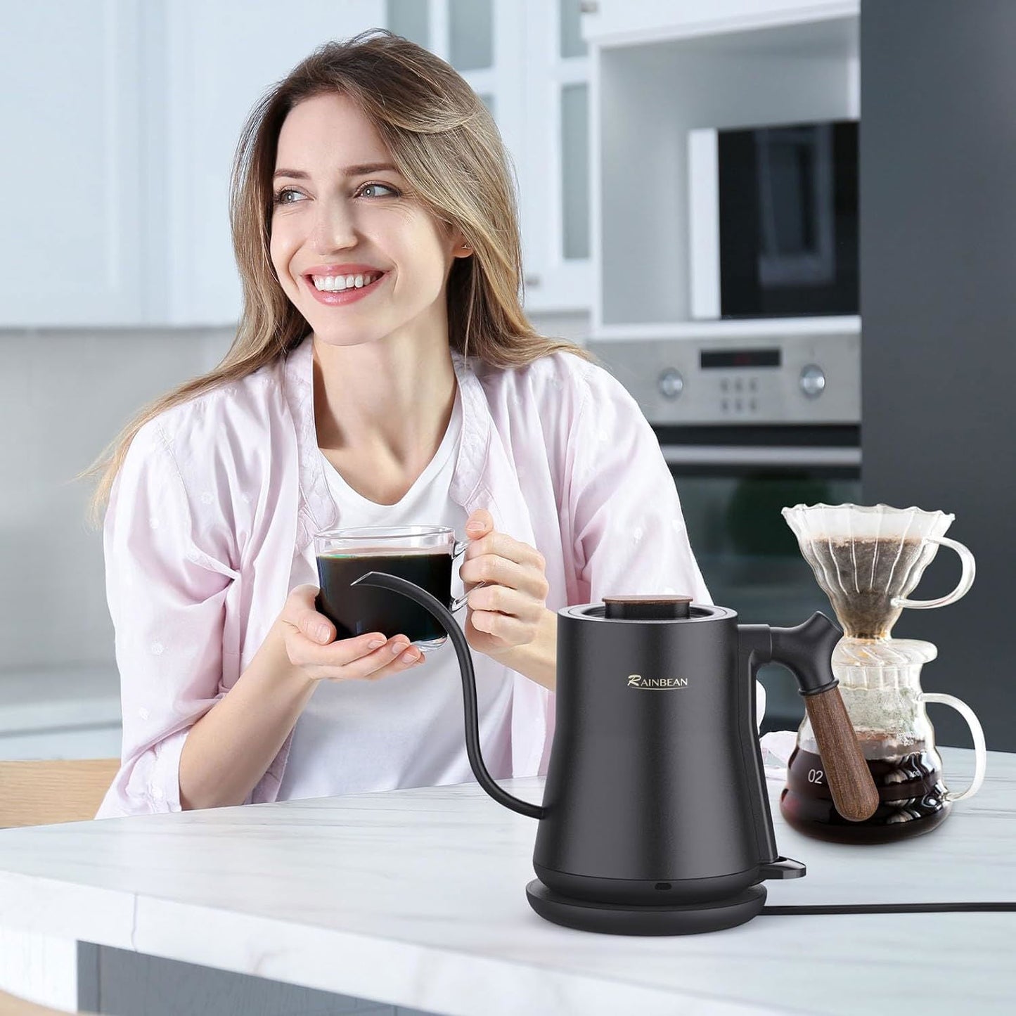 LovelyRLovely Gooseneck Electric Kettle Black LovelyRLovely Goose neck Electric Kettle