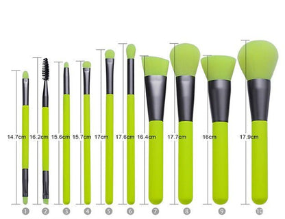 LovelyRLovely Green / 10pcs LovelyRLovely 10Pcs Professional Makeup Neon Brushes