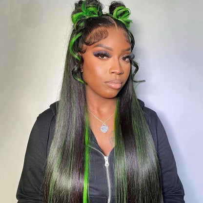 LovelyRLovely Green Highlight Straight Hair Lace Wig LovelyRLovely Green Highlight Straight Human Hair Lace Wig