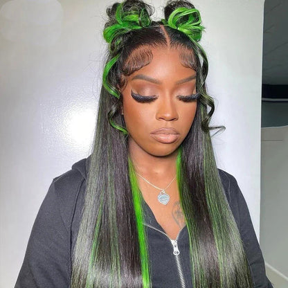 LovelyRLovely Green Highlight Straight Hair Lace Wig LovelyRLovely Green Highlight Straight Human Hair Lace Wig