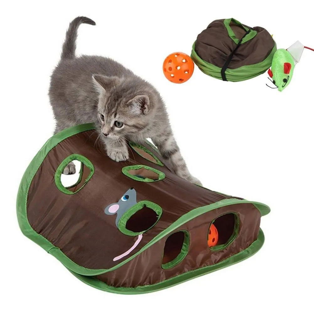 LovelyRLovely Green LovelyRLovely Cute Pet Cat Interactive Hide Seek Game 9 Holes Tunnel