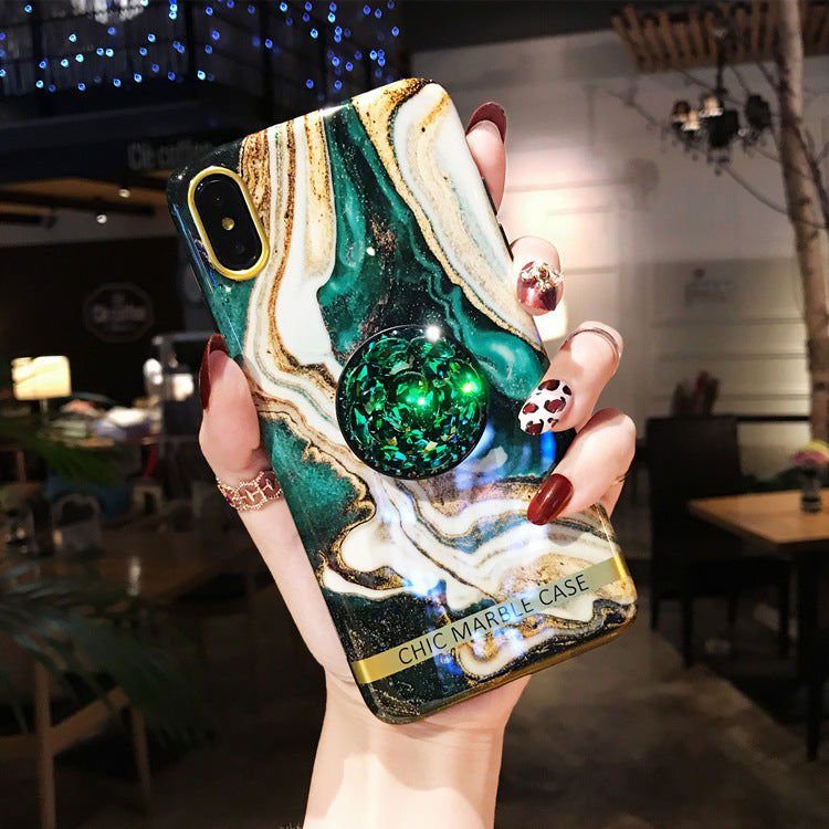 LovelyRLovely Green without lanyard / Ip7ip8 LovelyRLovely Emerald Marble Rhinestone Phone Case