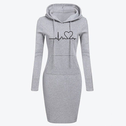 LovelyRLovely Grey / 2XL LovelyRLovely Women Hoodies Sweatshirt Dress