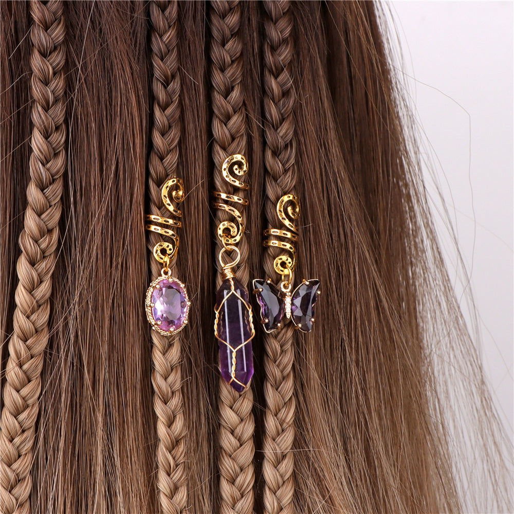 LovelyRLovely hair accessories Dreadlocks Combination Headdress Stone Bead Three-piece Set