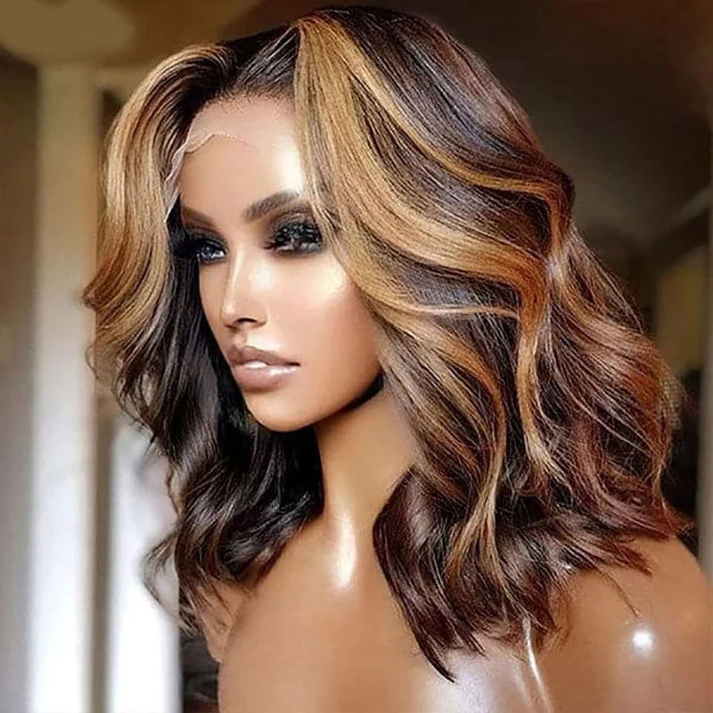 LovelyRLovely hair extension Highlight / 14inches / 4x4 Bob Wig LovelyRLovely Ombre Hd Lace Human Hair Wig