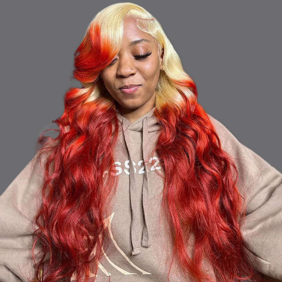 LovelyRLovely hair extension LovelyRLovely Ombre 613 Red Orange Human Hair Wig