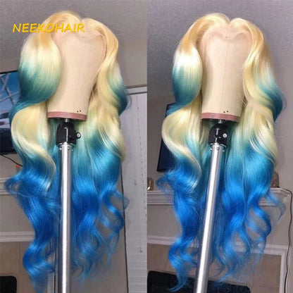 LovelyRLovely hair extension LovelyRLovely Transparent 613 With Blue Ombre Lace Front Wig