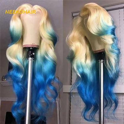 LovelyRLovely hair extension LovelyRLovely Transparent 613 With Blue Ombre Lace Front Wig