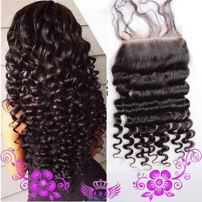 LovelyRLovely Hand-woven Human Hair 10inch LovelyRLovely Hand-woven Human Hair Deep Wave Lace Closure