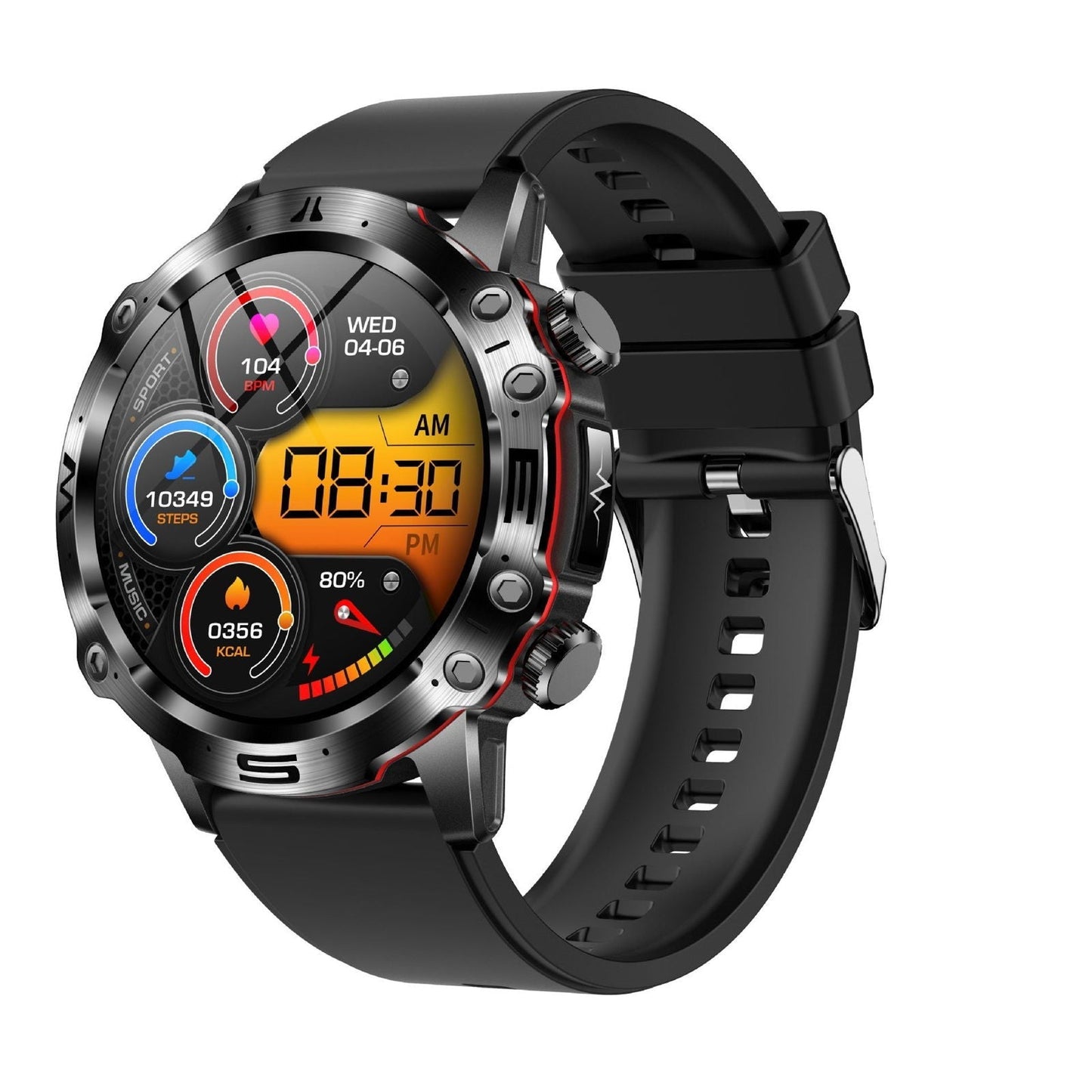 LovelyRLovely HD ECG Bluetooth Call Outdoor Sports Wat Black Shell Black Silicone LovelyRLovely HD ECG Bluetooth Call Outdoor Sports Watch