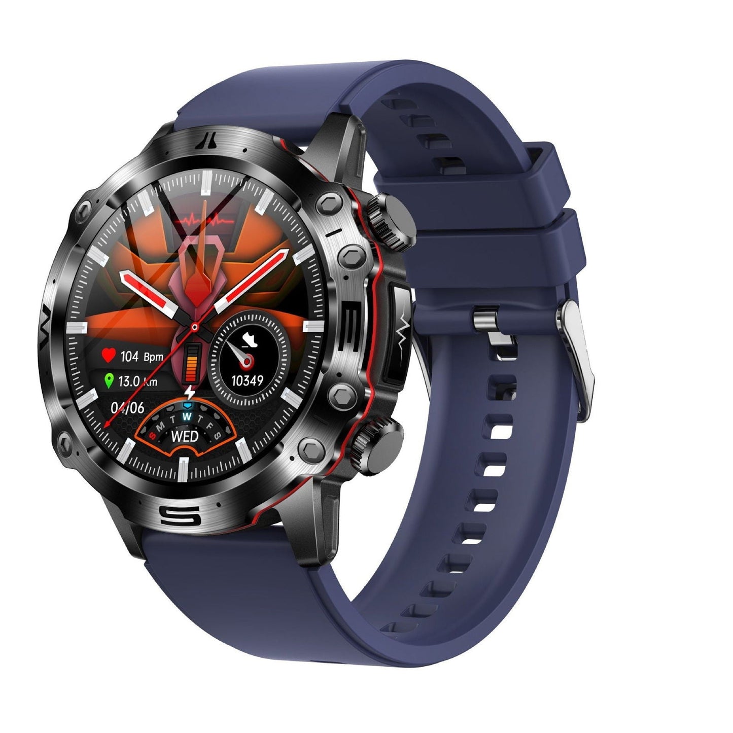 LovelyRLovely HD ECG Bluetooth Call Outdoor Sports Wat Black Shell Blue Silicone LovelyRLovely HD ECG Bluetooth Call Outdoor Sports Watch