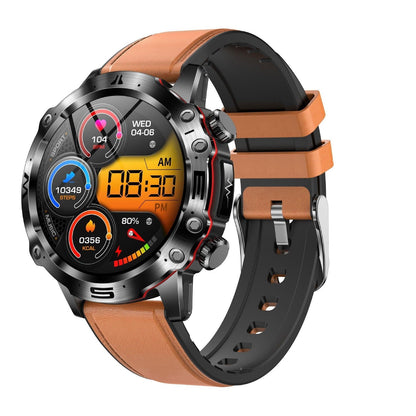 LovelyRLovely HD ECG Bluetooth Call Outdoor Sports Wat Black Shell Brown Belt LovelyRLovely HD ECG Bluetooth Call Outdoor Sports Watch